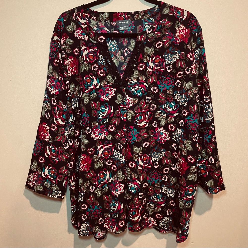 Van Heusen beautiful bright colors blue, pink, green, teal 3/4 sleeves sz XXL